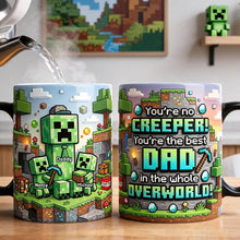 Load image into Gallery viewer, You're No Creeper, You're the Best Dad in the Whole Overworld! - Retro Pixel Builder Dad Magic Mug - Personalized Gifts for Dads Coffee Mug PopCulturePrints
