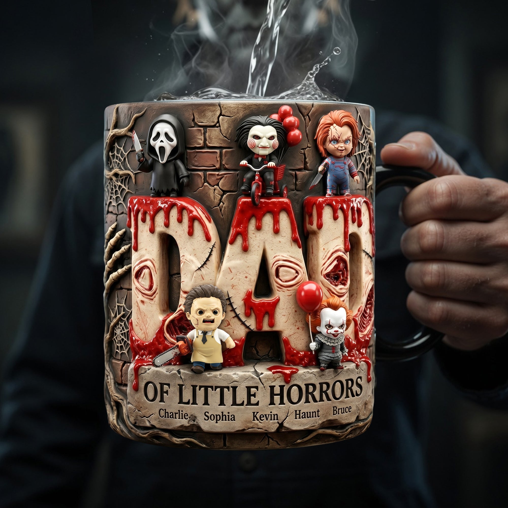 "Dad: Master of Little Horrors!" - Personalized Magic Mug for Dads, Grandpas, and Horror Fans Coffee Mug PopCulturePrints
