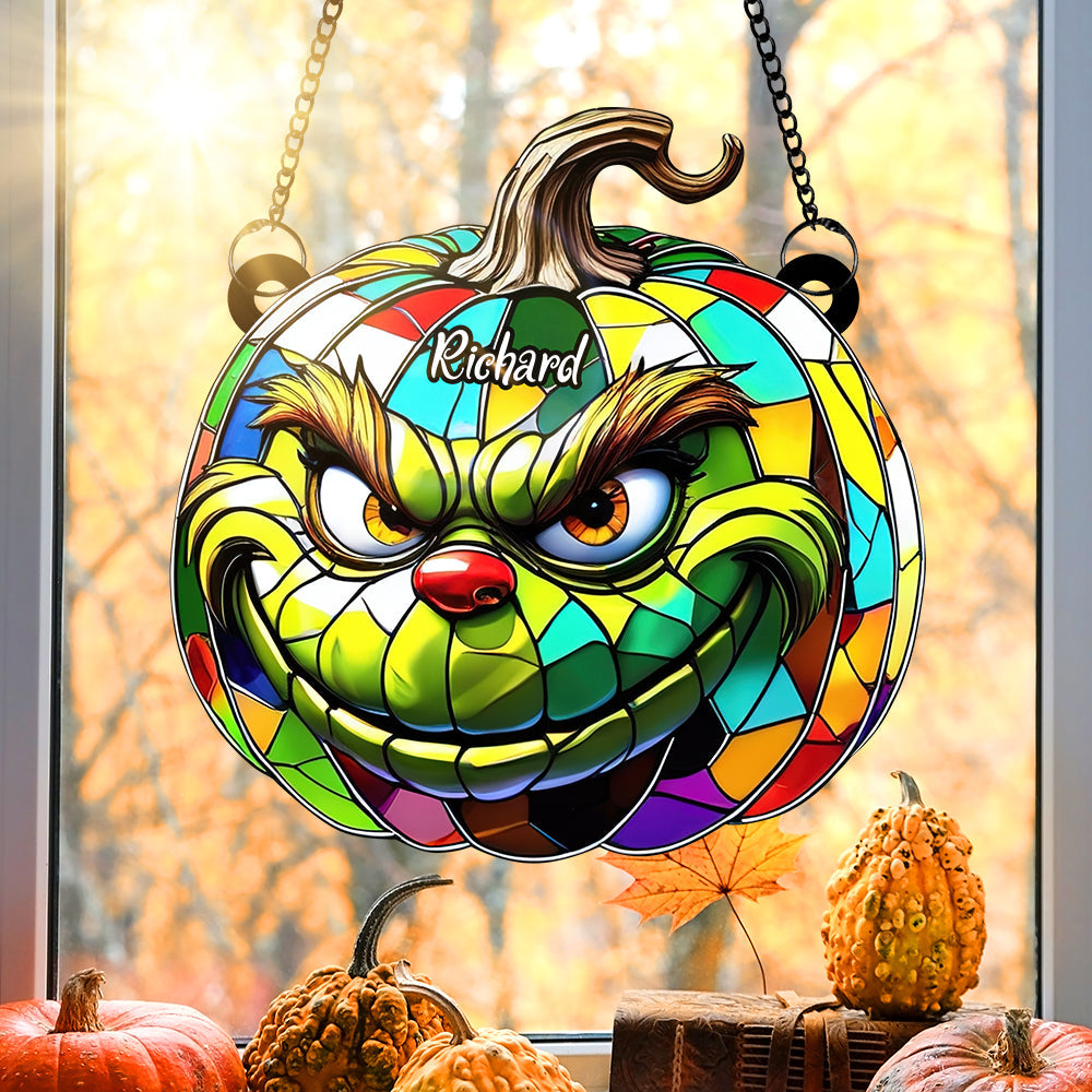 Customize Your Joy with a Green Pumpkin Suncatcher Ornament - Perfect Personalized Gift for Movie Fans Ornament PopCulturePrints