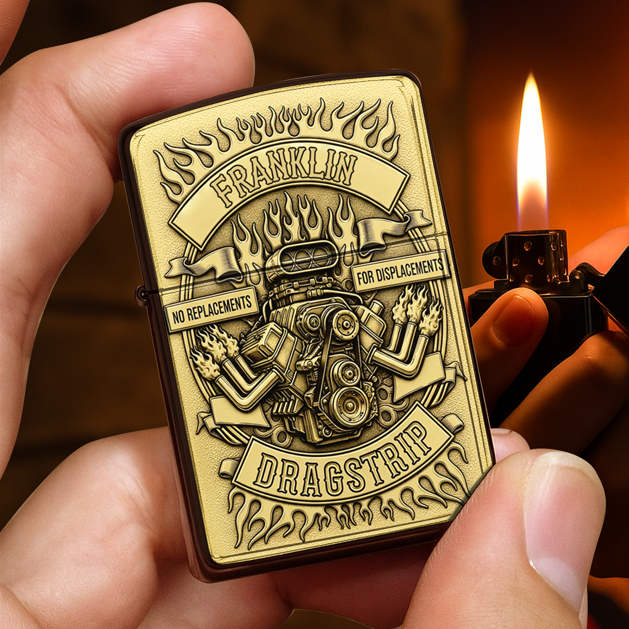 Ignite the Passion - Drag Racing Engine Lighter - Personalized Gift for Hot Rod Lovers Lighter PopCulturePrints