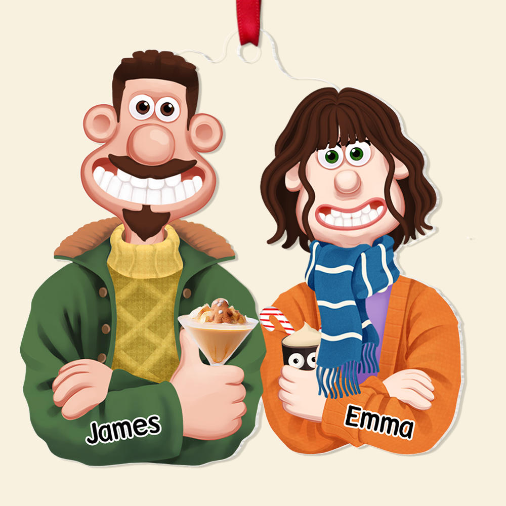 Personalized Couples Christmas Ornament – Custom Cartoon Design for Valentine's Day Gifts Ornament PopCulturePrints