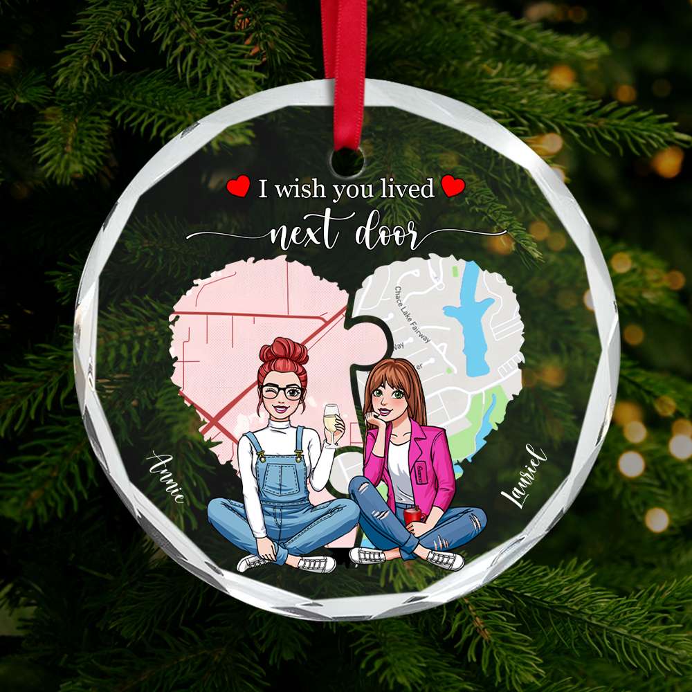 Personalized Besties Christmas Ornament - Crystal Puzzle Design Ornament PopCulturePrints