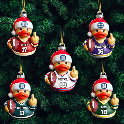 Personalized Football Fan Duck Christmas Ornament Ornament PopCulturePrints
