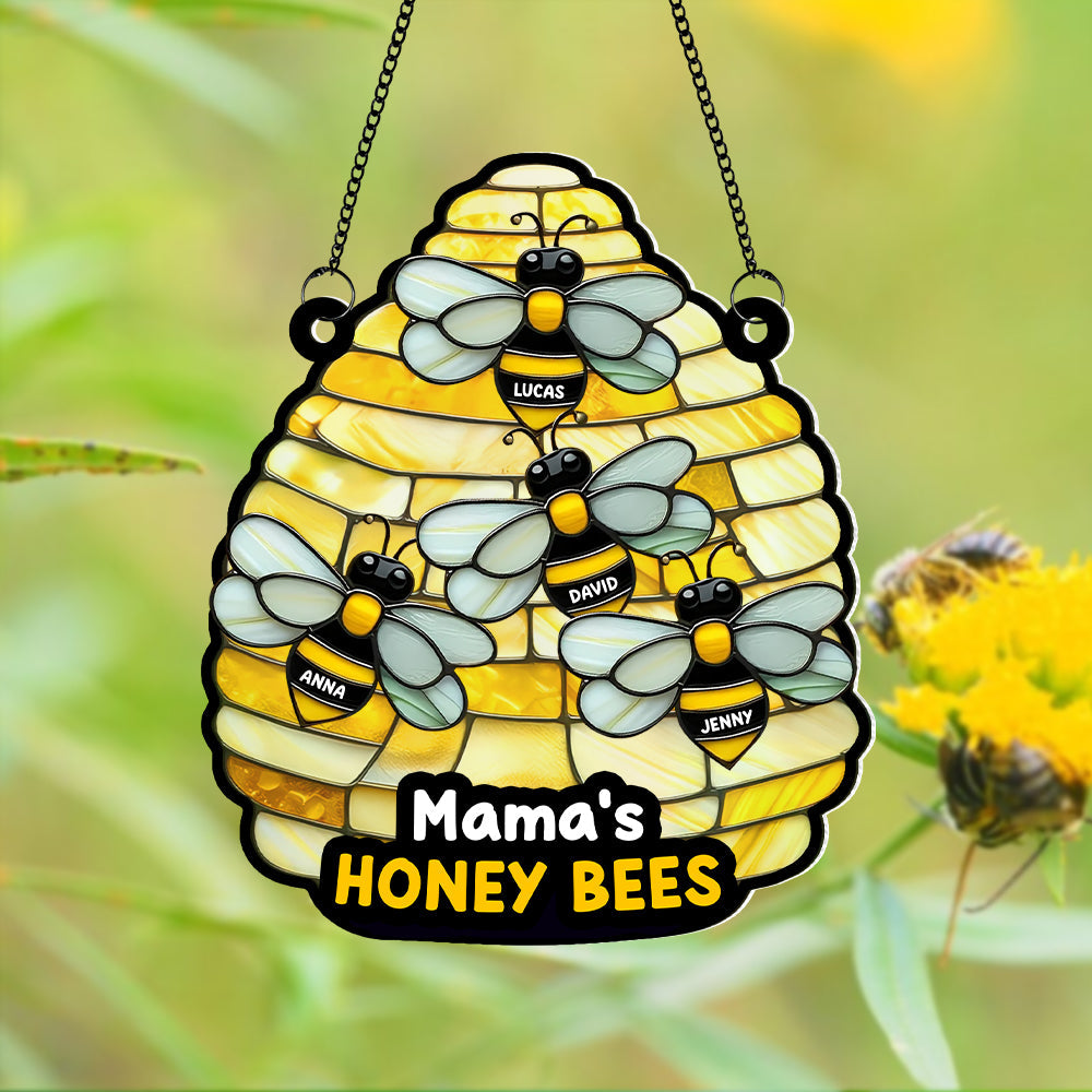 Mama's Honey Bees - Personalized Suncatcher Ornament for Mom, Grandma & More Ornament PopCulturePrints