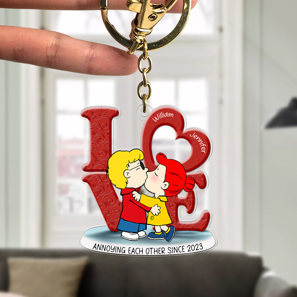 Unique Personalized Couple Keychain - Kissing Love Design Gift for Valentine's Day Gifts Keychains PopCulturePrints
