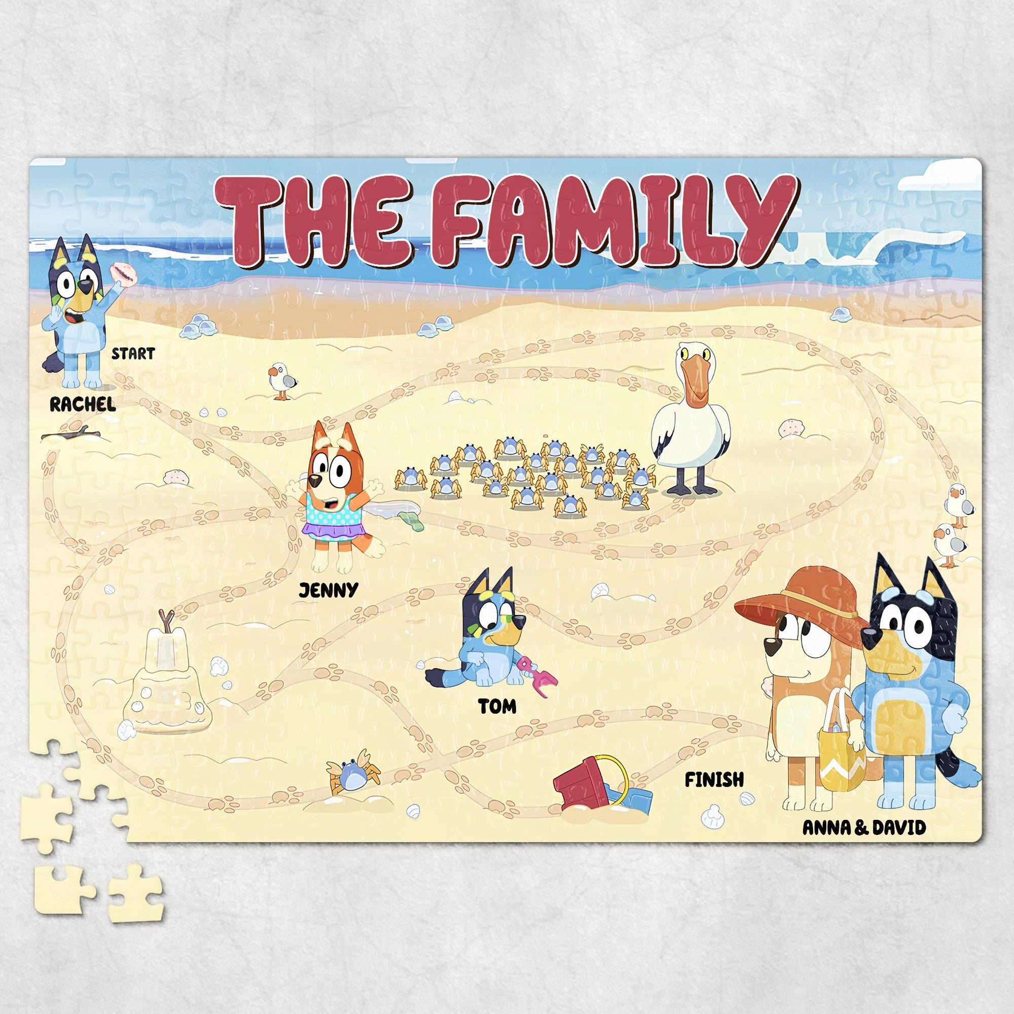 Personalized Family Cartoon Jigsaw Puzzle - Customizable Name Puzzle - Perfect Gift for Kids & Families