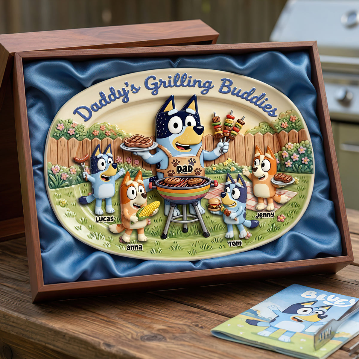 “Grill Together Make Memories” - Daddy's Grilling Buddies Plate - Personalized Gift for Dad, Grandpa & More Plates PopCulturePrints