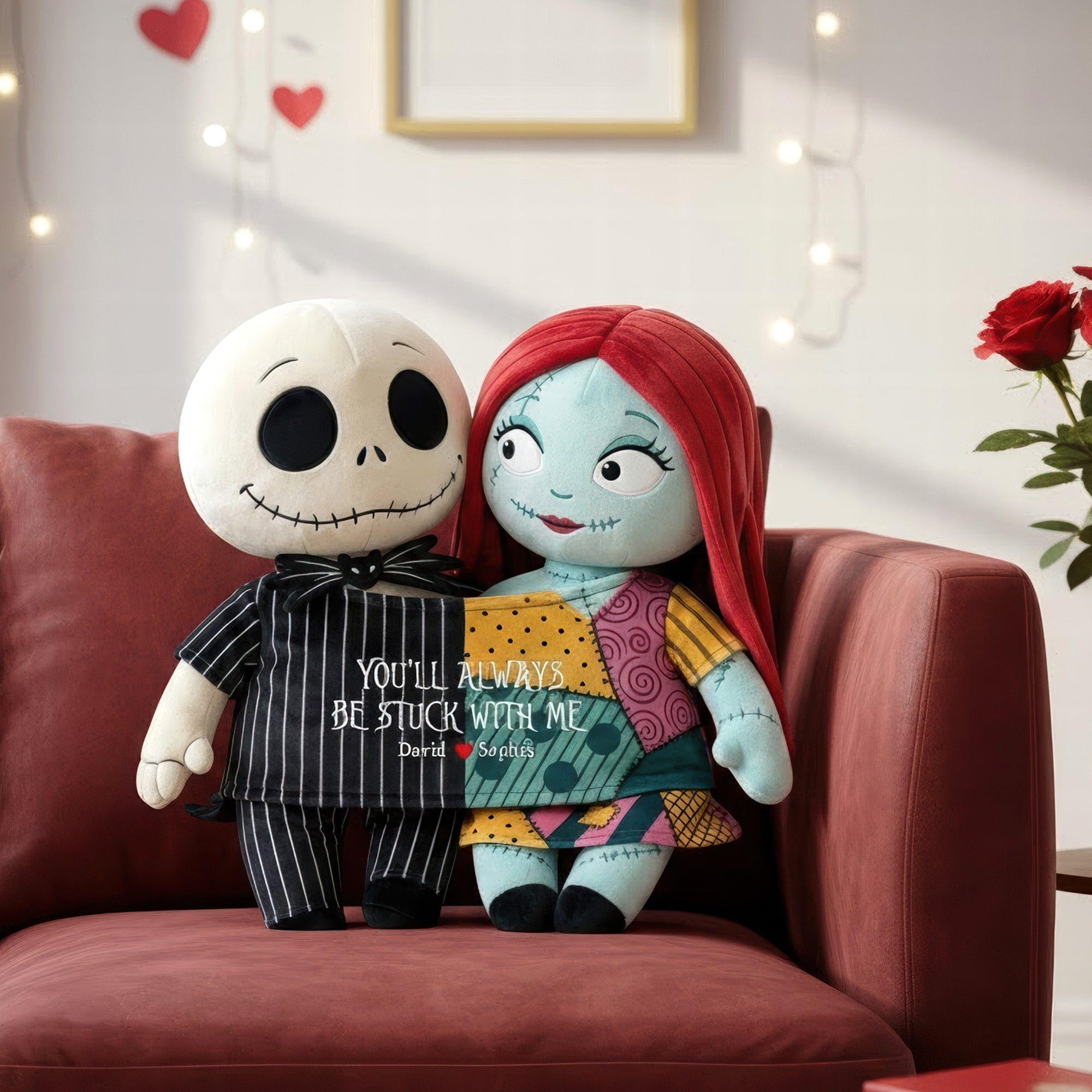 You'll Always Be Stuck With Me - Spooky Cute Couple Custom Shape Pillow Pillow PopCulturePrints