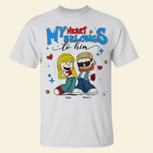 Load image into Gallery viewer, Personalized Y2K Style Couple Hoodie – My Heart Belongs to Him Shirts PopCulturePrints
