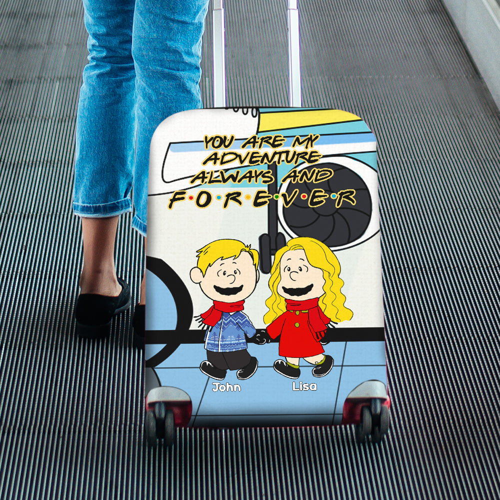Personalized Couple's Luggage Cover - Adventure Theme - Valentine's Day Gifts Luggage Cover PopCulturePrints