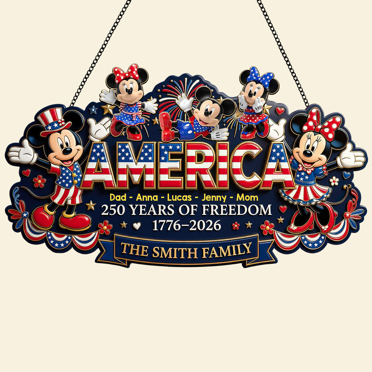 Celebrate Freedom - Customized America 250th Anniversary Acrylic Sign - Perfect Personalized Gift for Family and Friends
