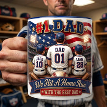 Load image into Gallery viewer, #1 Dad: We Hit A Home Run With the Best Dad - Personalized Baseball Coffee Mug - Gifts for Dad, Grandpa, and Father's Day Coffee Mug PopCulturePrints
