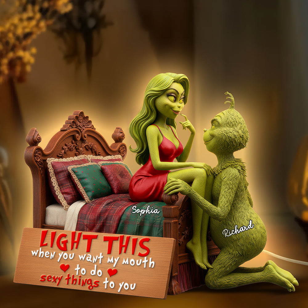 Light Up Your Love: Personalized Cheeky Green Monster Couple Acrylic Light Box - Gifts for Couples Light Box PopCulturePrints