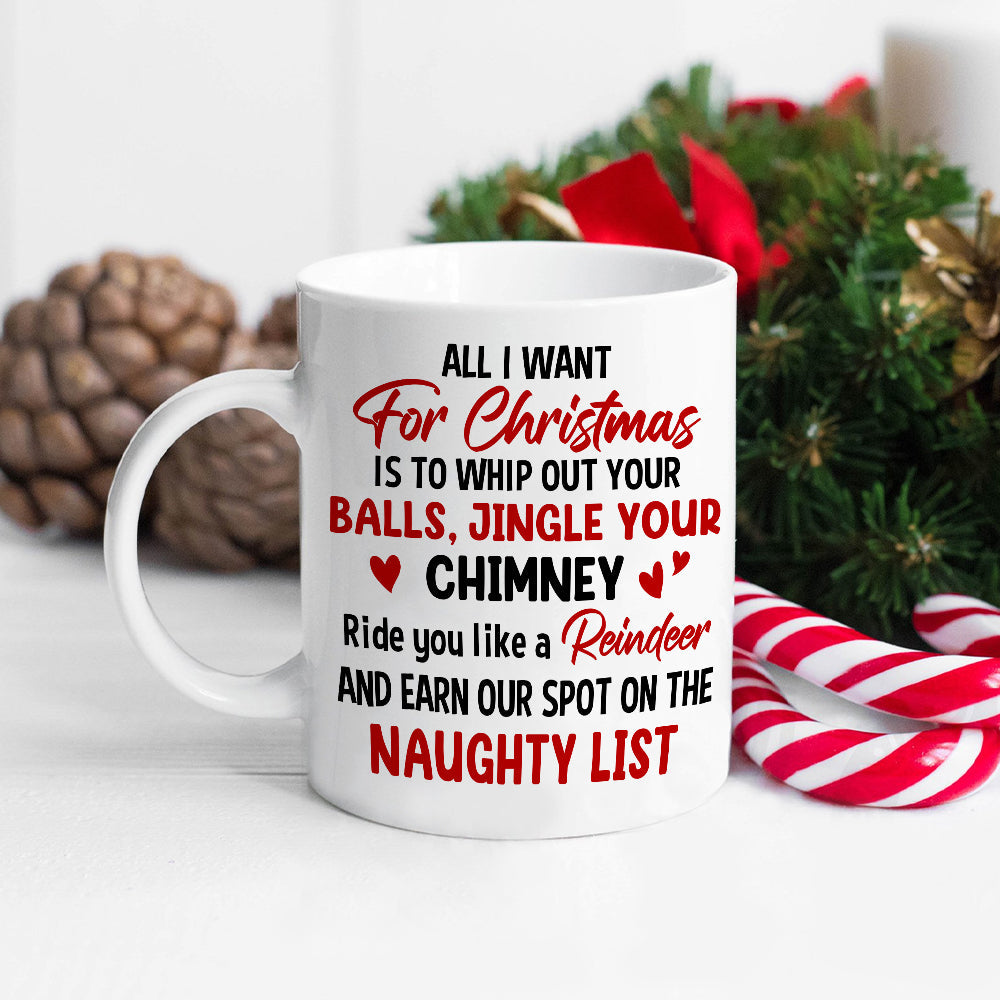 Personalized Naughty List Christmas Mug for Couples Coffee Mug PopCulturePrints