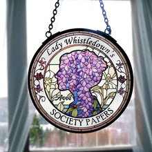 Load image into Gallery viewer, Personalized Regency Romance Novel Lover Suncatcher - Wisteria Lady Stained Glass
