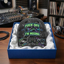 Load image into Gallery viewer, "DJ Max: Turn the Beat Up!" - Personalized DJ Turntable Graphic Cap - Unique Gift for Music Lovers
