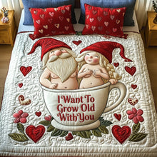 Load image into Gallery viewer, I Want To Grow Old With You - Personalized Gnome Old Couple Quilt Bed Set Bedding Set PopCulturePrints
