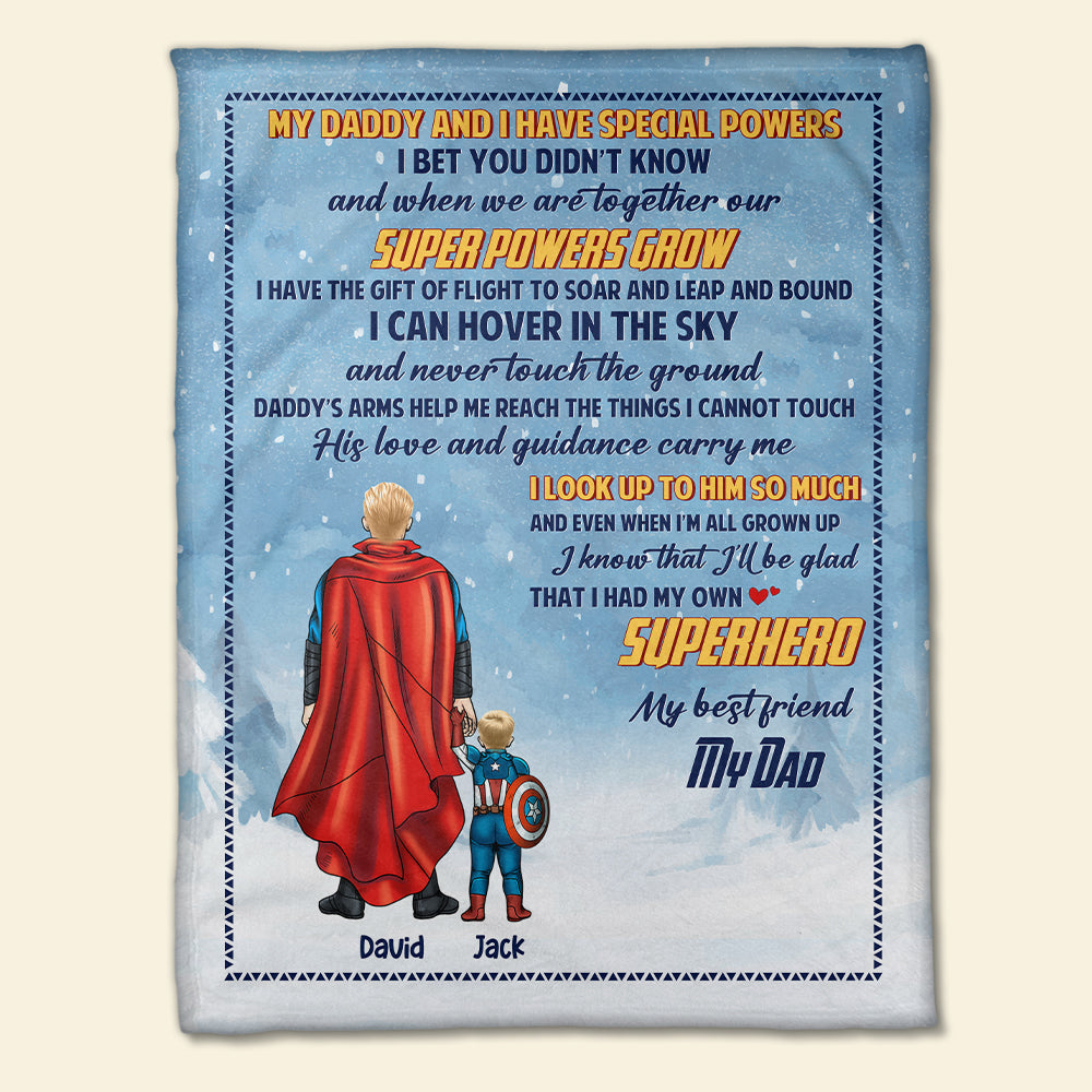 Personalized Superhero Dad and Child Blanket