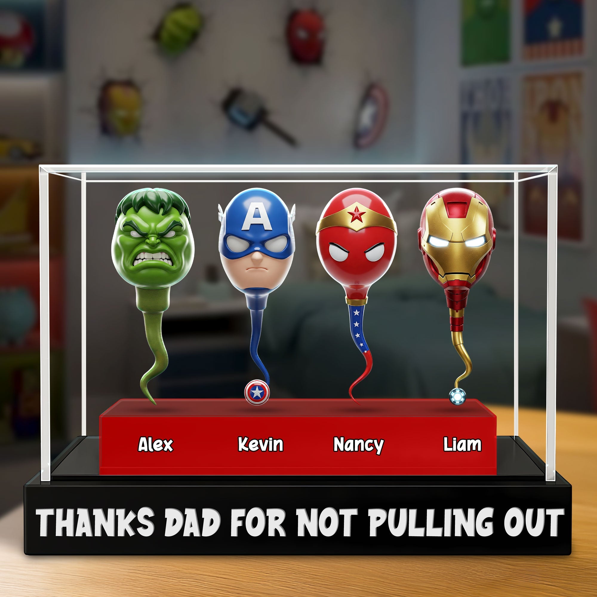 Thanks Dad for Not Pulling Out! - Super Sperm Dad Plaque - Personalized Gift for Dad, Grandpa & More Shaped Plaques PopCulturePrints