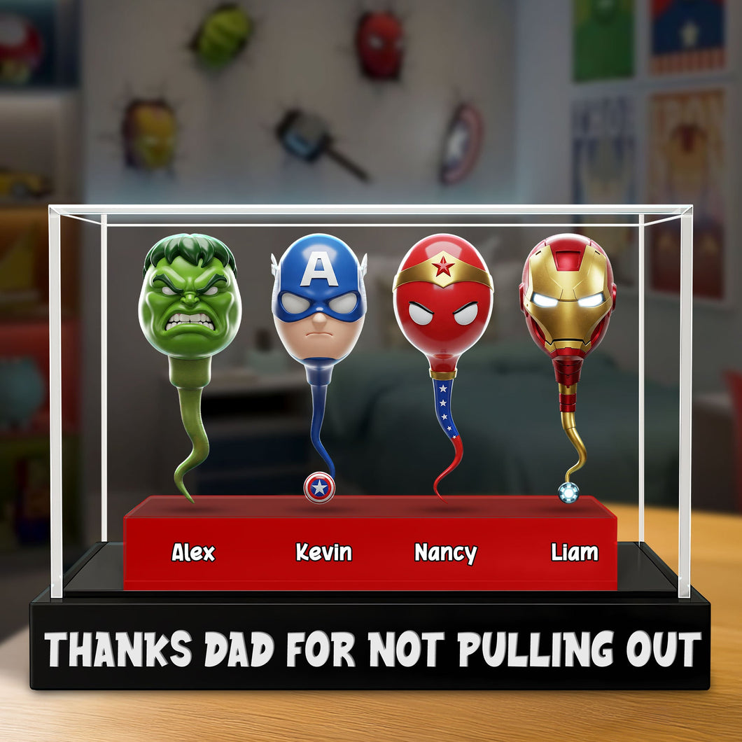 Thanks Dad for Not Pulling Out! - Super Sperm Dad Plaque - Personalized Gift for Dad, Grandpa & More Shaped Plaques PopCulturePrints