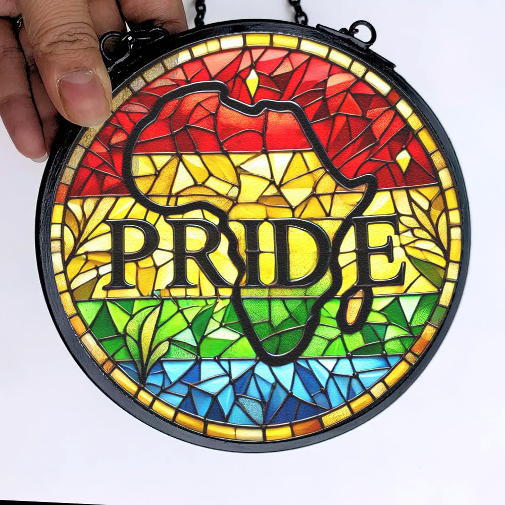 Black Roots Pride Stained Glass Suncatcher - Celebrate Black History Month Suncatcher PopCulturePrints