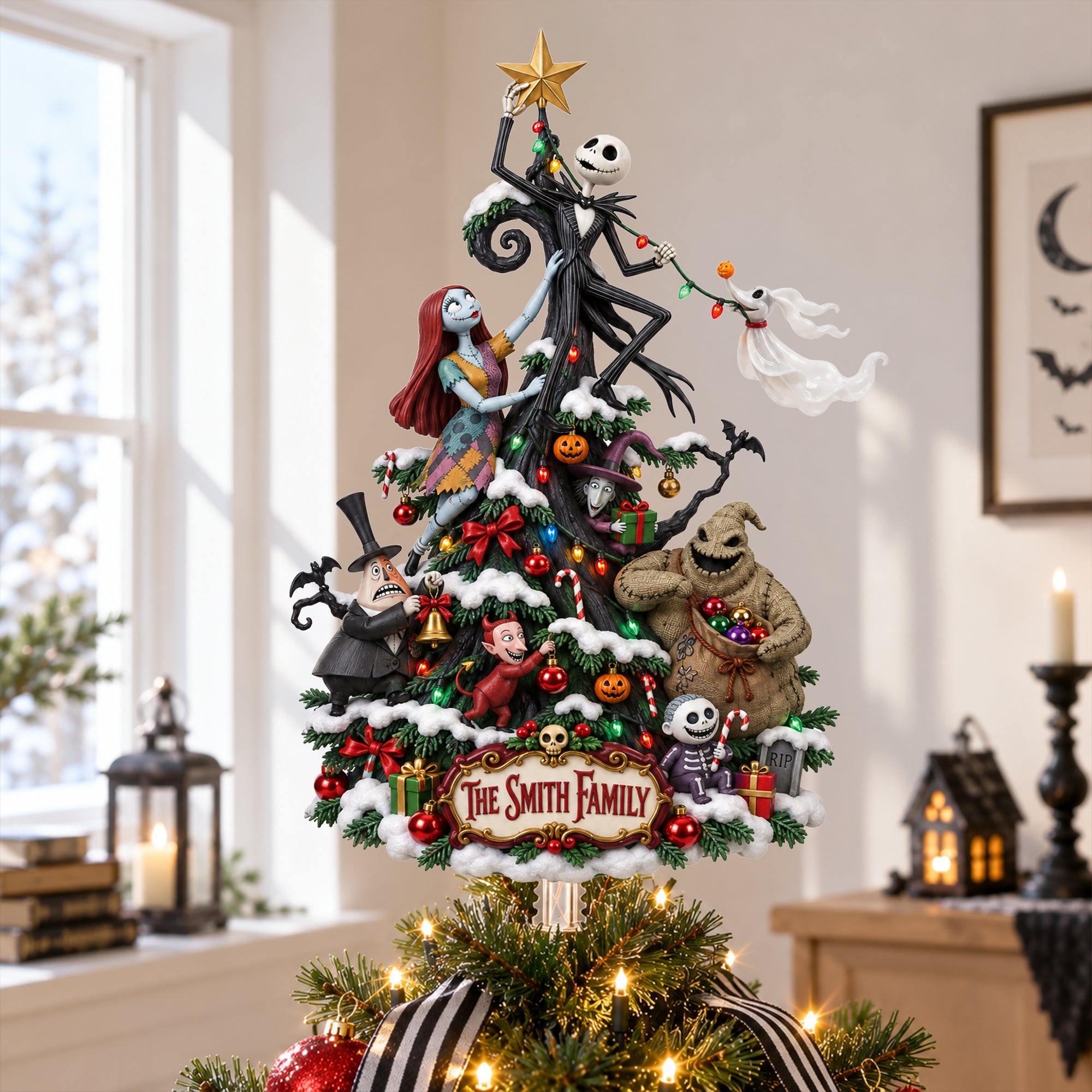 "Celebrate Your Family's Spookiness!" - Cute Spooky Family Tree Topper - Personalized Christmas Gifts for Families Ornament PopCulturePrints