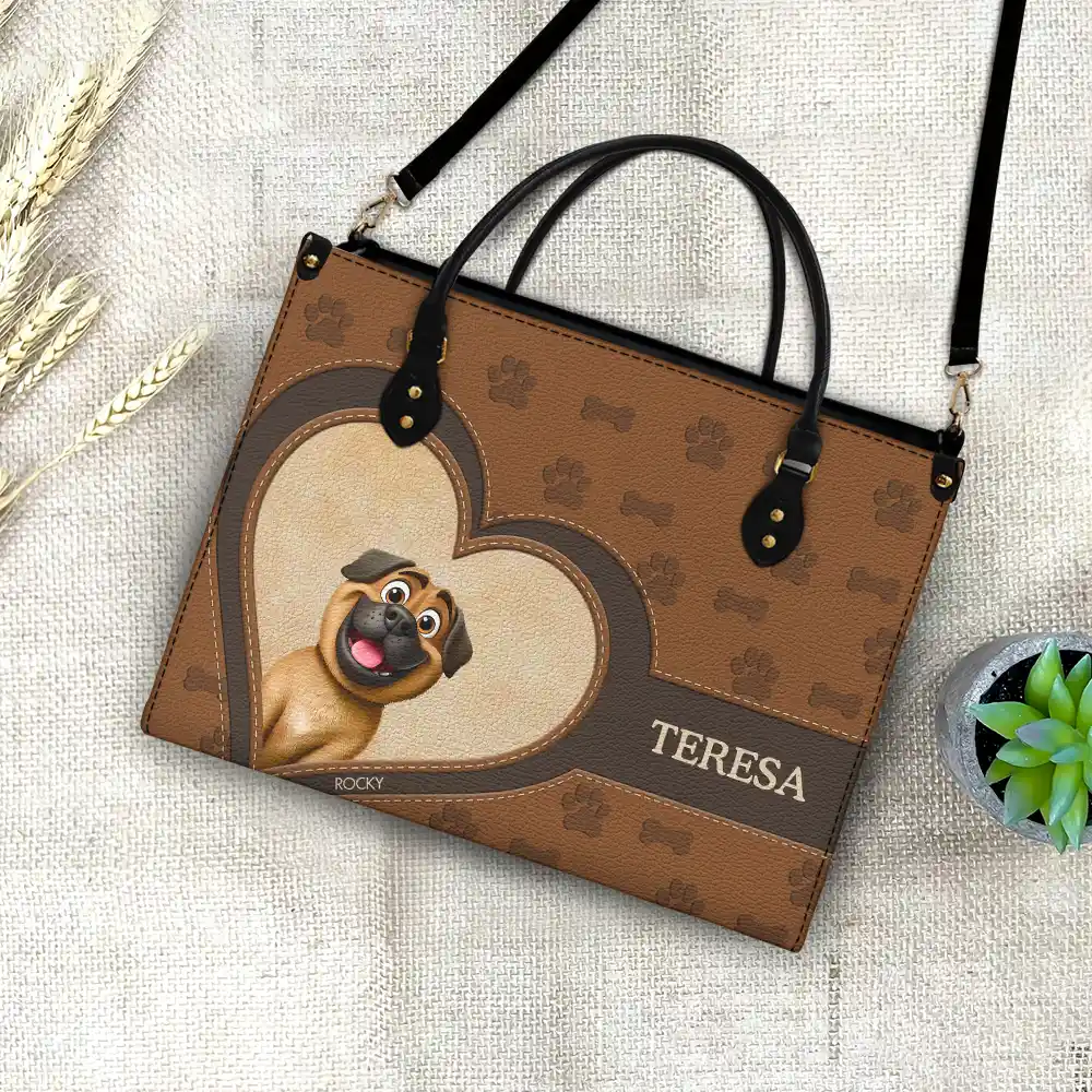 "Paws & Love" - Personalized Leather Bag for Dog Moms Leather Bag PopCulturePrints