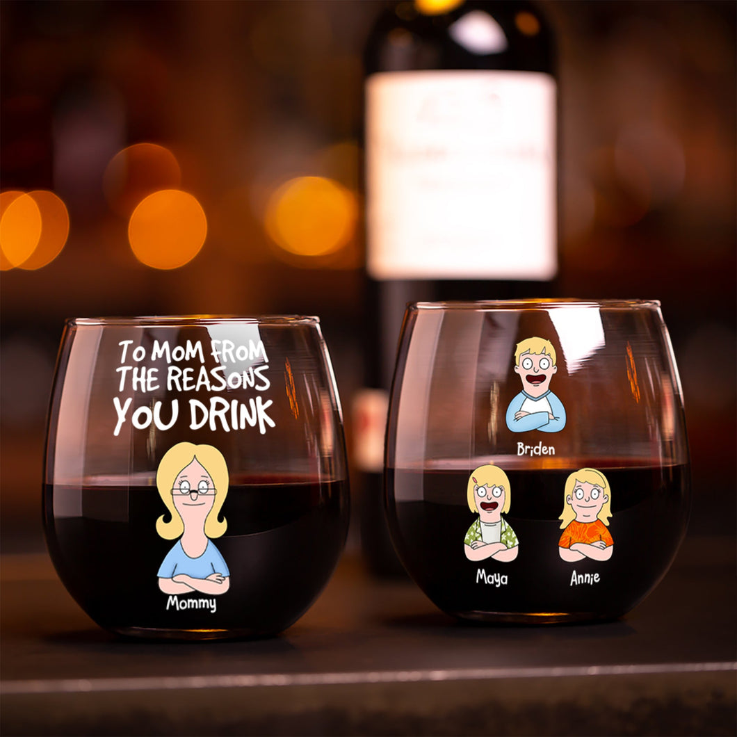 To Mom From The Reasons You Drink - Personalized Glass Egg Cup - Perfect Gift for Mom, Grandma, and Loved Ones Glass Egg Cup PopCulturePrints