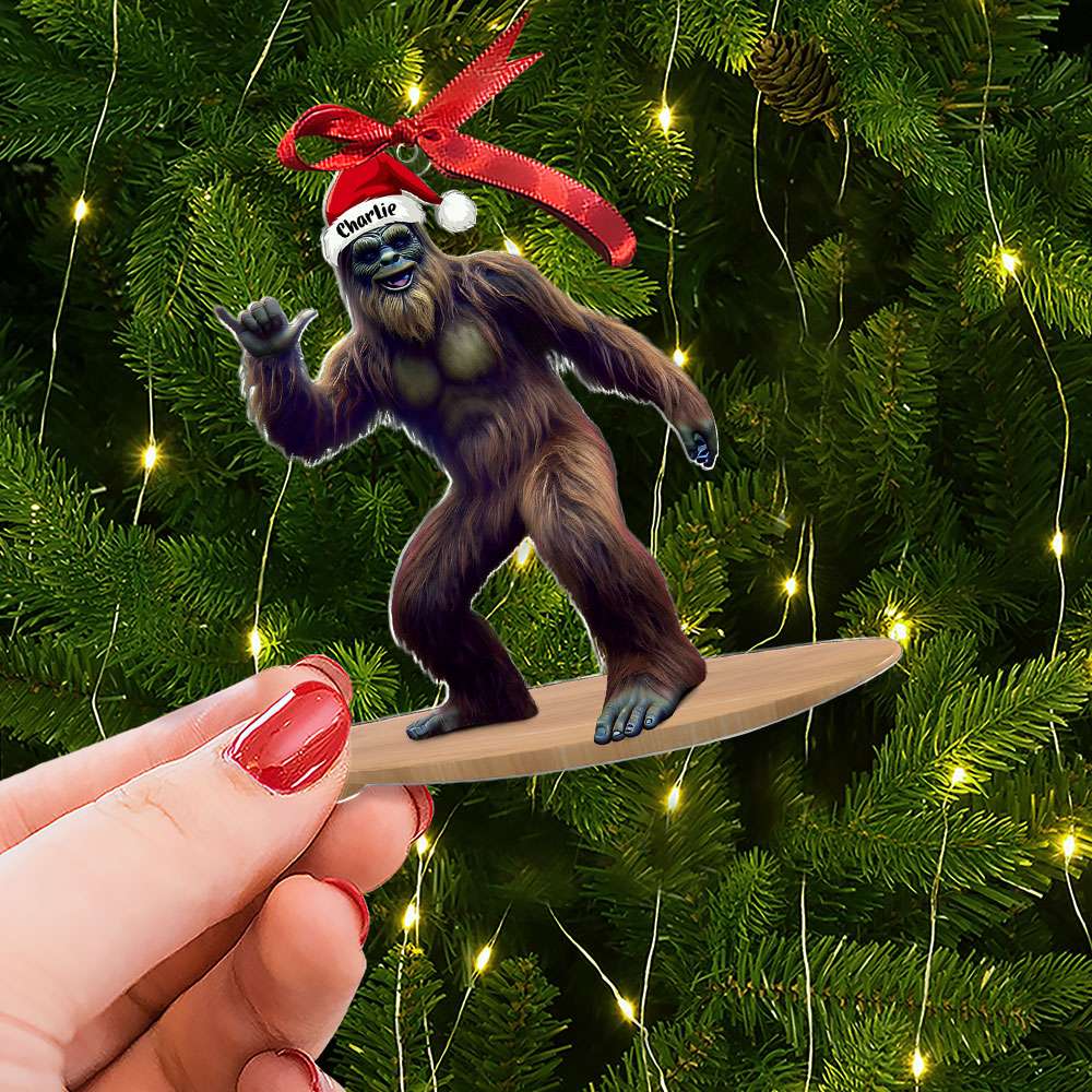 Customizable Santa Surfer Bigfoot Ornament Ornament PopCulturePrints