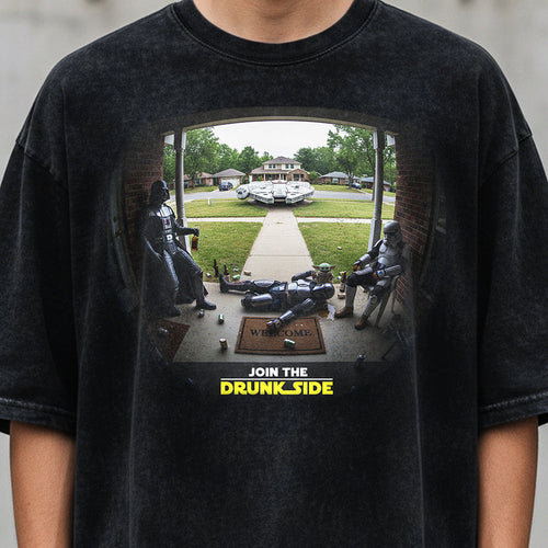 Join the Drunk Side - Funny Drunk Side Washed T-Shirt Shirts PopCulturePrints