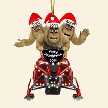 Load image into Gallery viewer, Personalized Merry Squatchmas Snowmobile Rider Christmas Ornament
