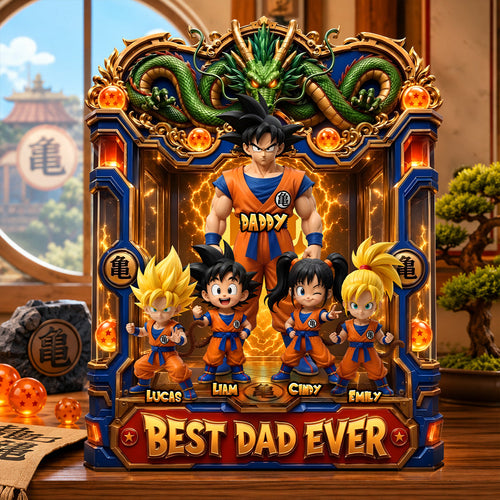 “Best Dad Ever” - Legendary Dad and Kids Acrylic Plaque - Personalized Gifts for Dad Shaped Plaques PopCulturePrints