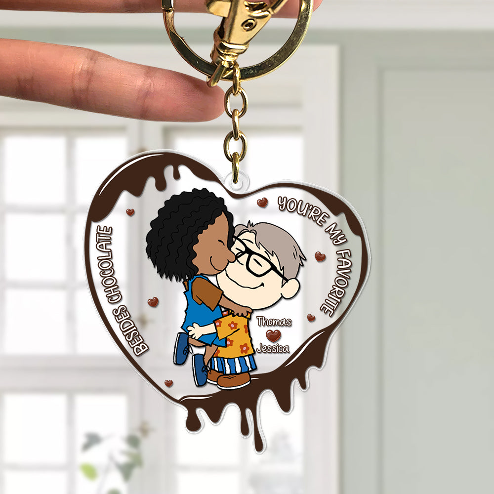 Personalized Heart Acrylic Keychain for Couples - You're My Favorite Keychains PopCulturePrints