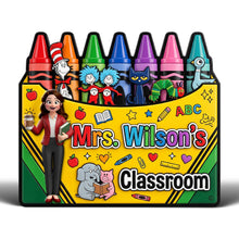 Load image into Gallery viewer, "Inspire Creativity &amp; Learning" - Teacher's Crayon Classroom Acrylic Plaque - Personalized Gift for Teachers, Educators, and Mentors Shaped Plaques PopCulturePrints
