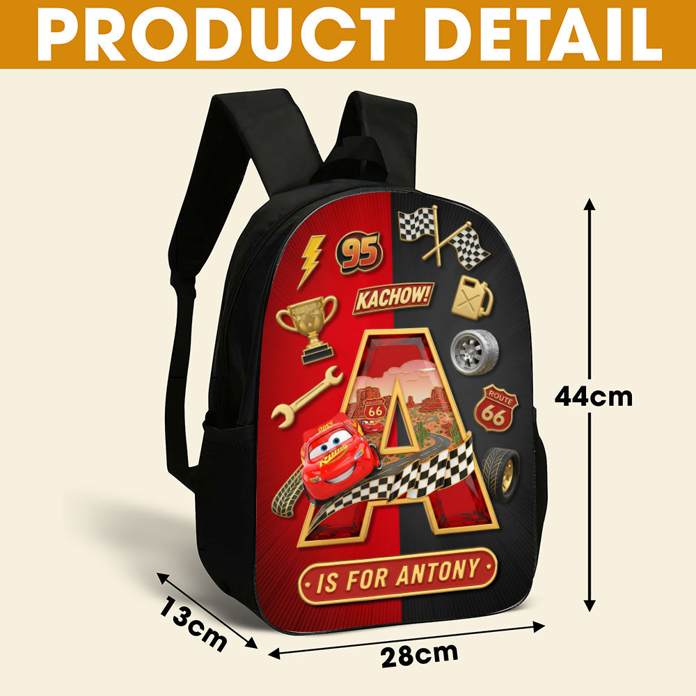 Kachow! Personalized Cute School Bag - Custom Letter Gifts for Kids Backpack PopCulturePrints