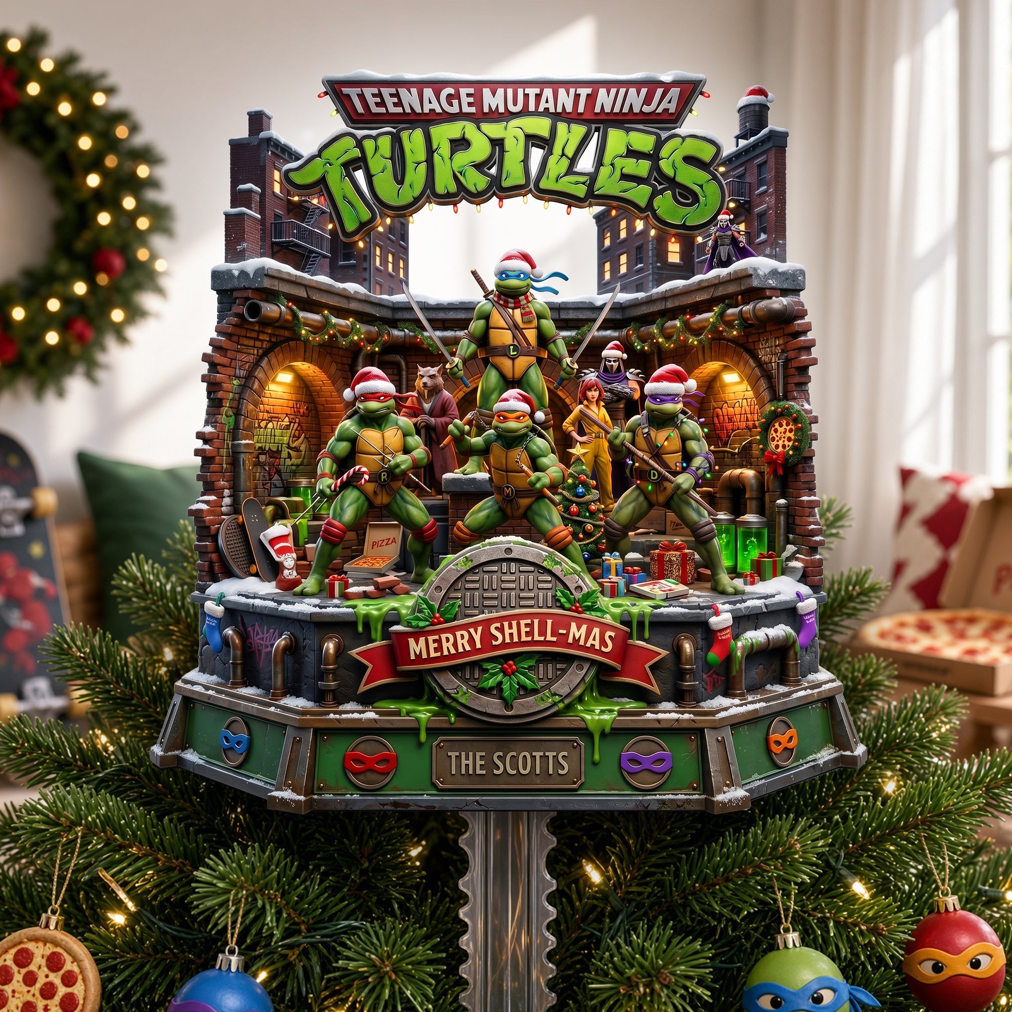 “Cowabunga, Christmas Cheer!” - Merry Shell Mas Tree Topper - Personalized Gift for TMNT Fans