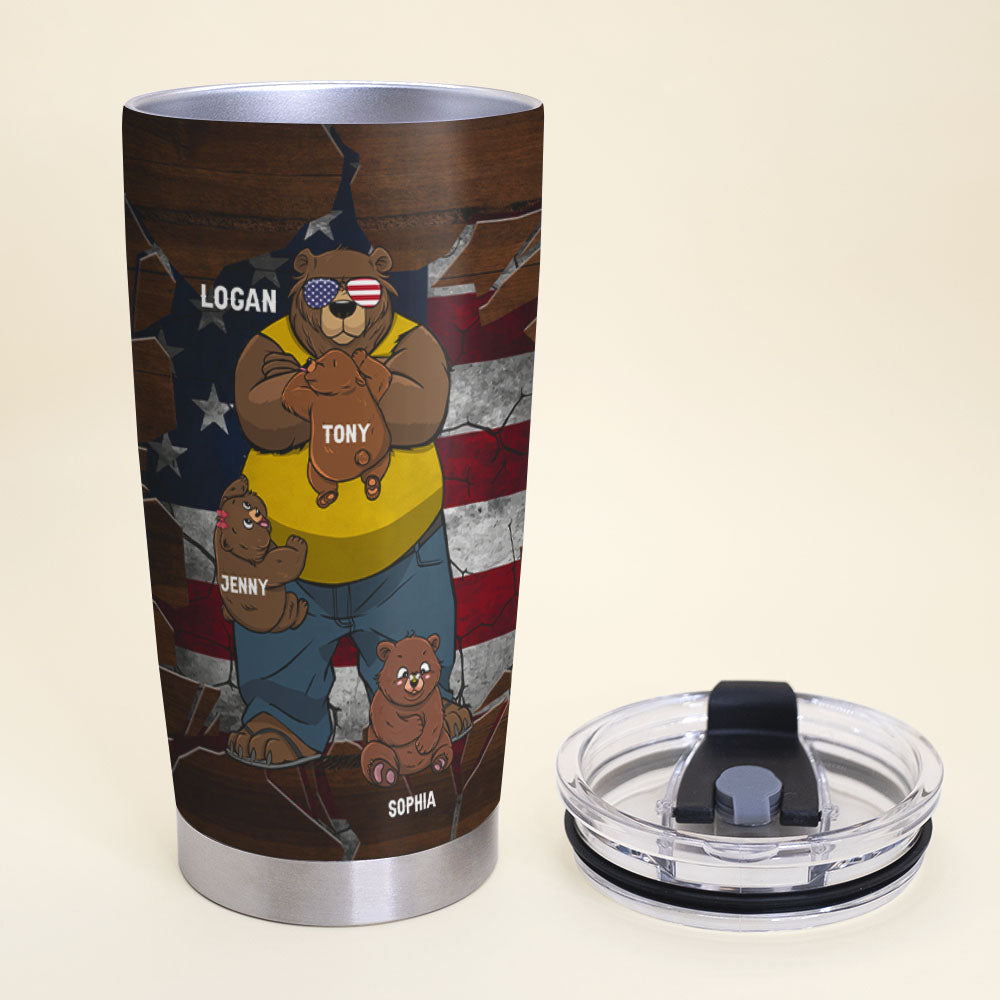 Personalized Dad Bear Tumbler - Custom Father's Day Gift