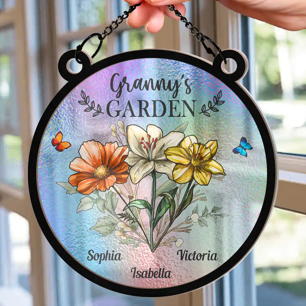 Grandma's Garden Birth Flower Suncatcher - Personalized Decorative Window Ornament Suncatcher Ornament PopCulturePrints