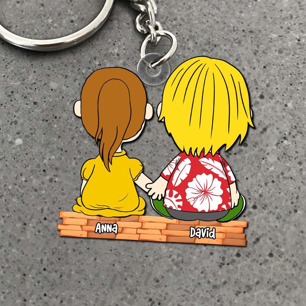 Custom Couples Cartoon Acrylic Keychain