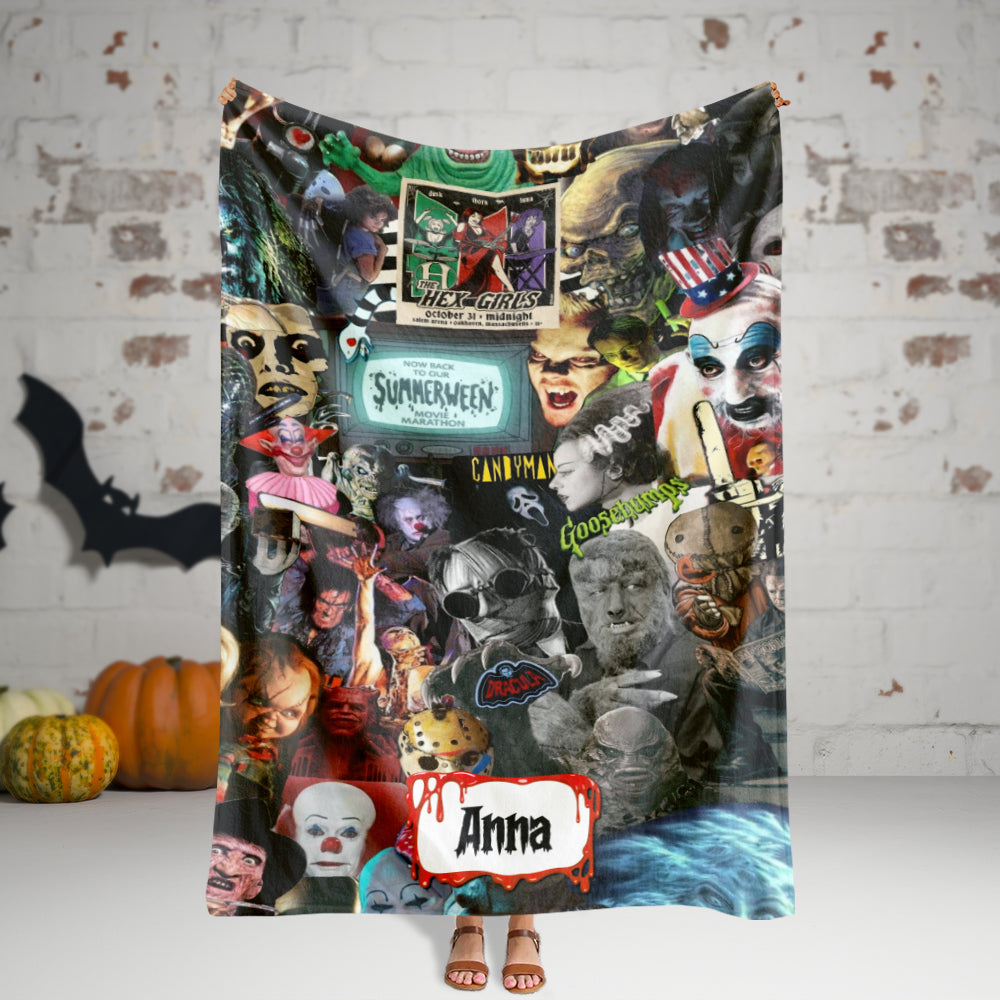 Personalized Horror Movie Characters Blanket - Perfect Halloween Gift for Horror Fans