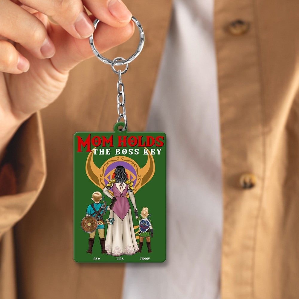 Personalized 'Mom Holds the Boss Key' Keychain Keychains PopCulturePrints