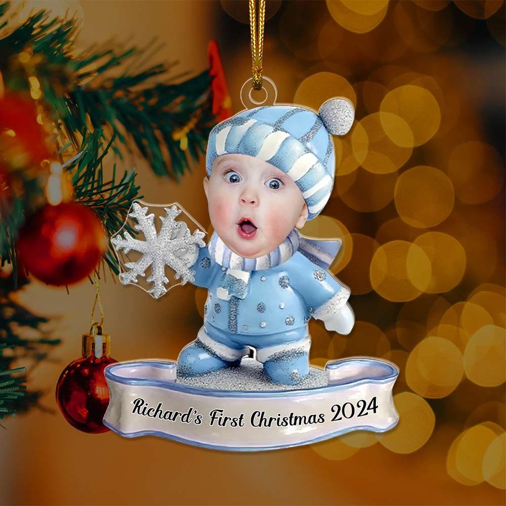 Personalized Baby's First Christmas Ornament - Custom Photo Keepsake Ornament PopCulturePrints