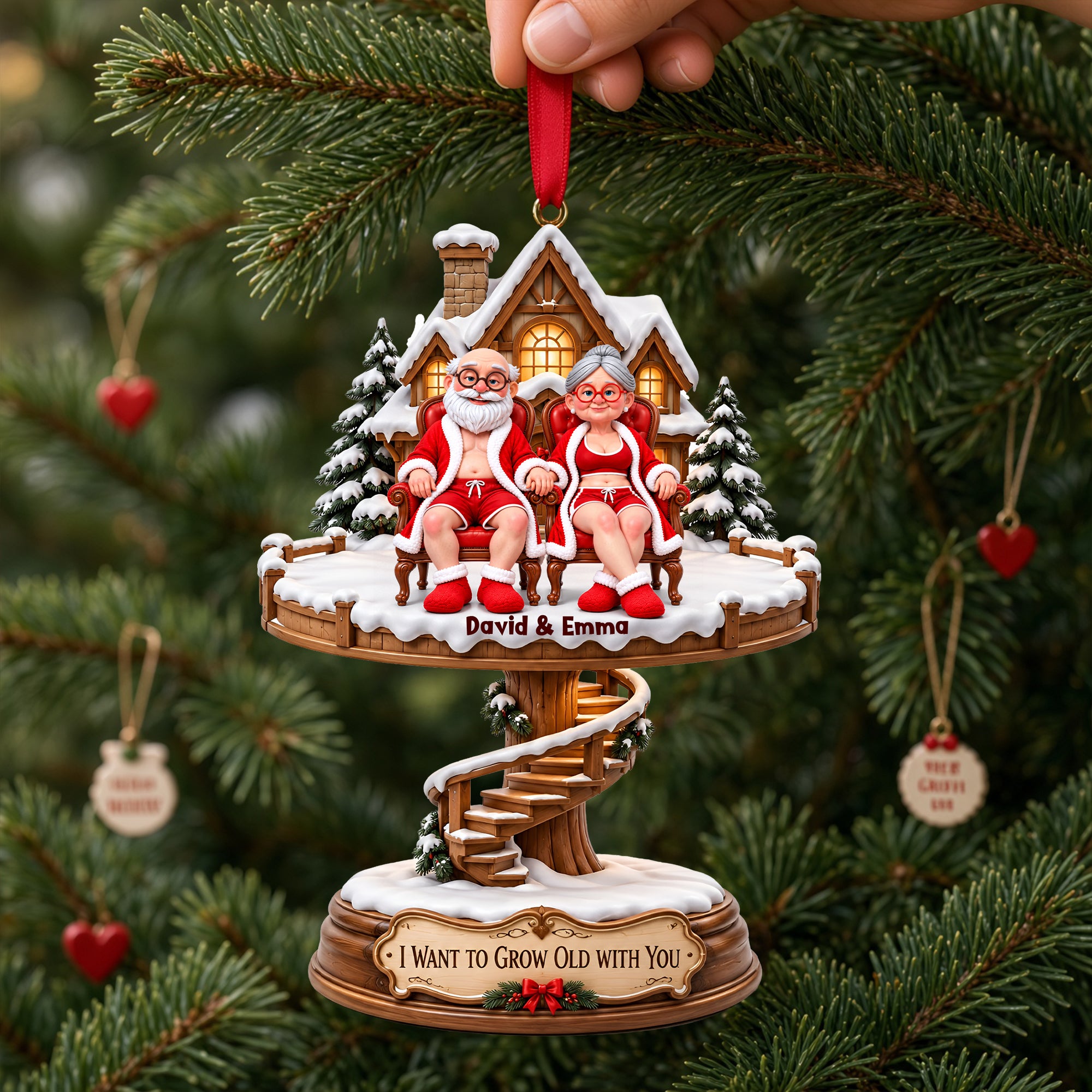 Lovely Old Couple Acrylic Ornament - Personalized Christmas Gifts For Couples 04ohlu131026 Ornament PopCulturePrints