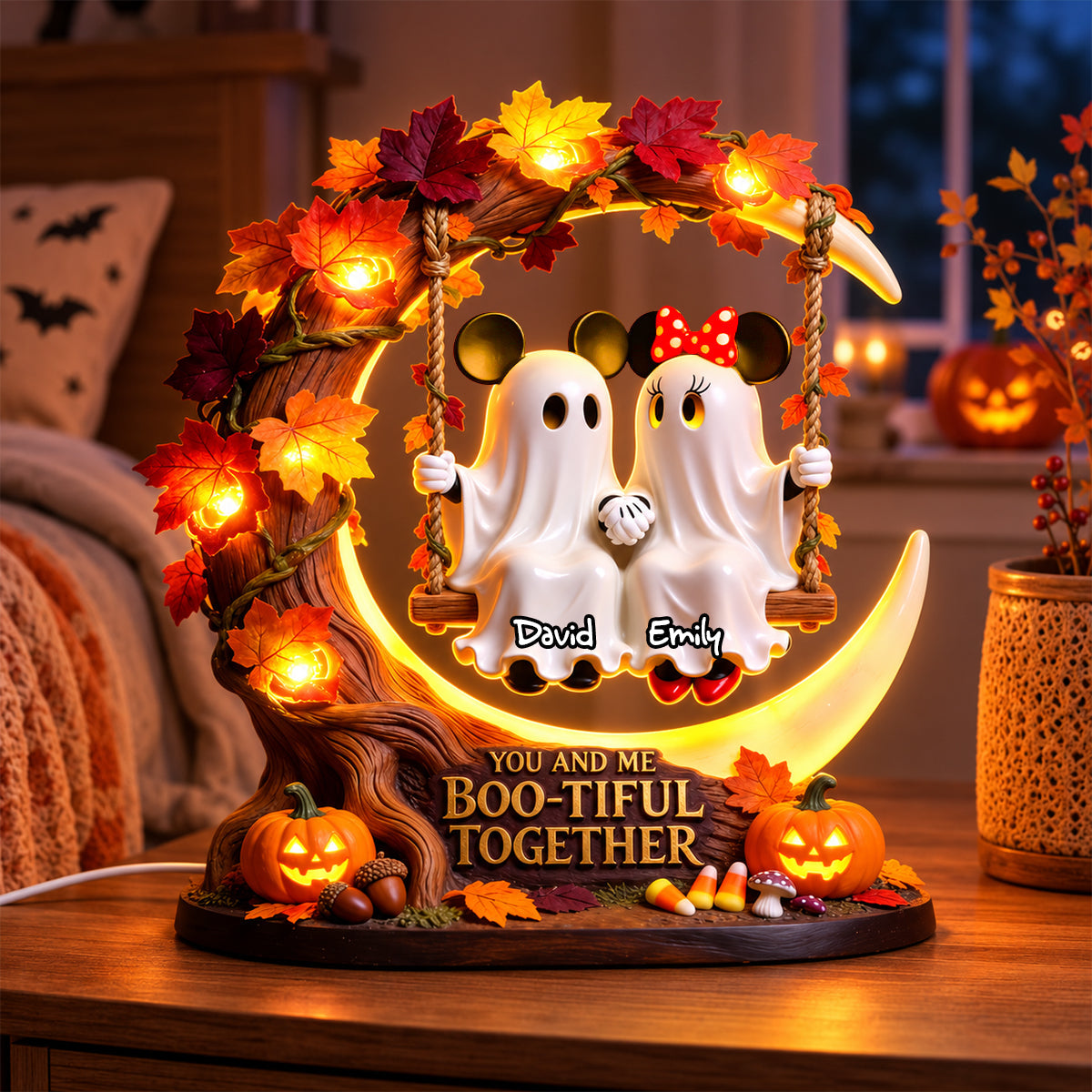 You and Me Boo-tiful Together - Personalized Halloween Acrylic Light Box for Couples Light Box PopCulturePrints
