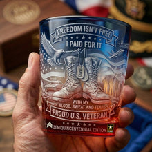 Load image into Gallery viewer, Freedom Isn't Free - Personalized Patriotic Veteran Whiskey Glass for Heroes Glass PopCulturePrints
