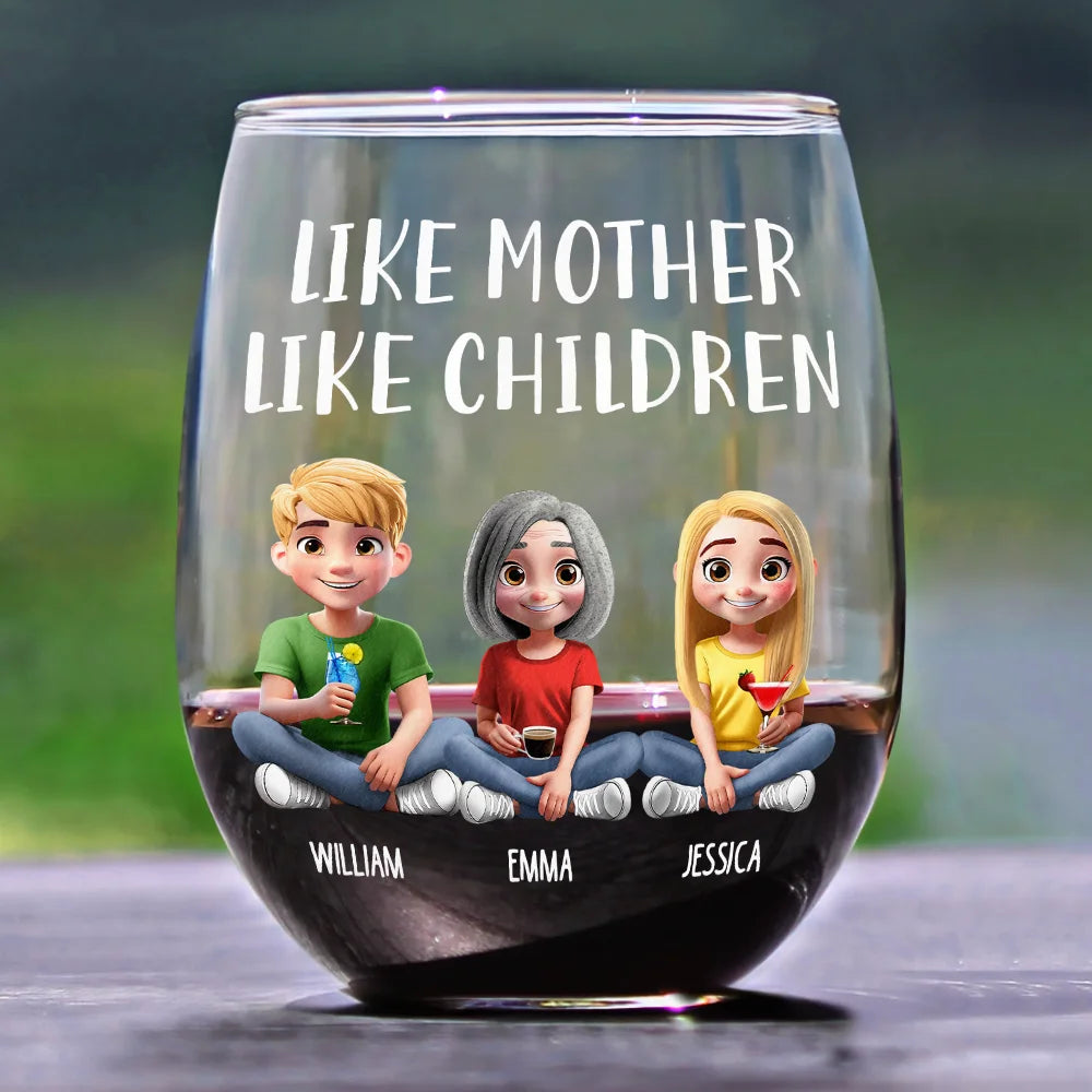 Like Mother Like Daughter - Personalized Stemless Wine Glass Gift for Moms and Daughters Wine Glass PopCulturePrints