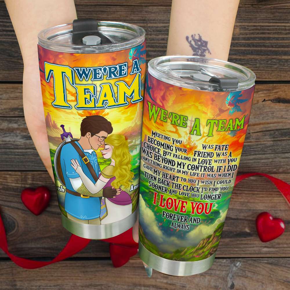Personalized 'We're A Team' Couples Tumbler | Valentine's Day Gifts & Special Gift Ideas Tumbler Cup PopCulturePrints