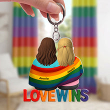 Load image into Gallery viewer, “Love Wins” - Personalized LGBT Keychain - Unique Gift for Couples, Friends, and Loved Ones Keychains PopCulturePrints
