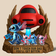 Load image into Gallery viewer, Don&#39;t Touch Our Dad, You&#39;ll Get Bitten - Personalized Blue Monster Acrylic Plaque for Dads Shaped Plaques PopCulturePrints
