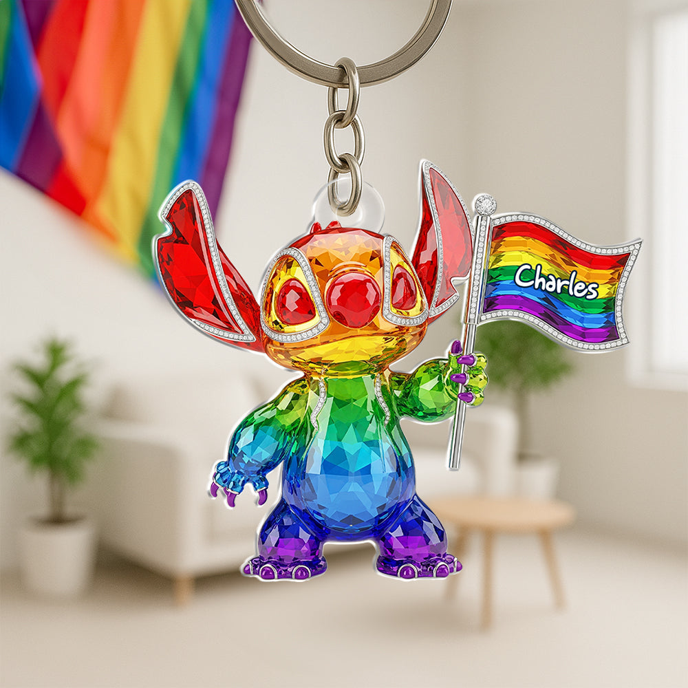 Celebrate Love and Diversity - Personalized Rainbow LGBT Keychain - Unique Gift for Friends, Family, or Partners Keychains PopCulturePrints